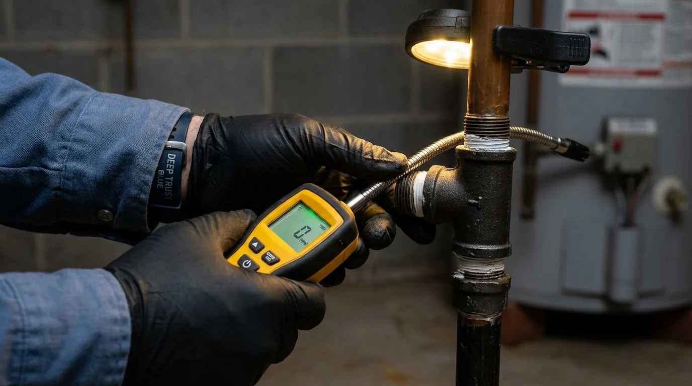 Gas leak detection with electronic sniffer by Johns Plumbing LLC in Soap Lake