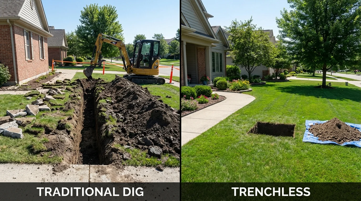 Trenchless sewer repair with minimal yard damage versus traditional excavation in Soap Lake, WA